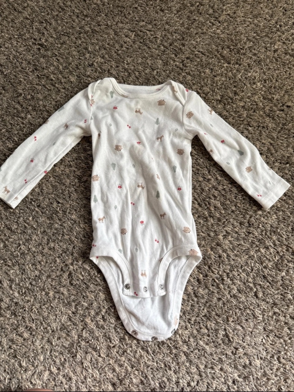 White Long-Sleeve Baby One-Piece Bodysuit with Tiny Print